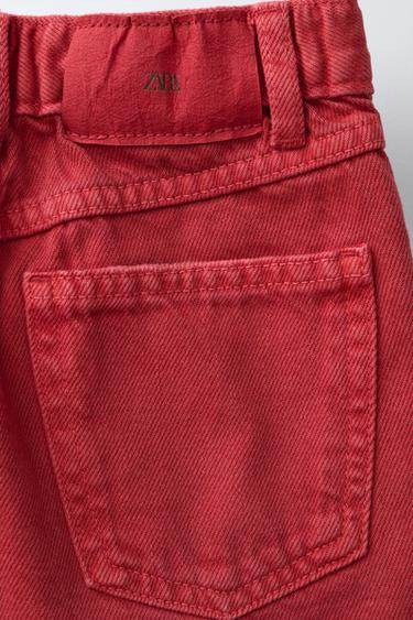SHORT EN JEAN DÉCHIRÉ - Rouge de Zara - Image 3