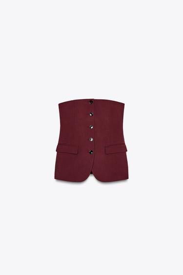 TOP BUSTIER PALABRA DE HONOR - Burdeos de Zara