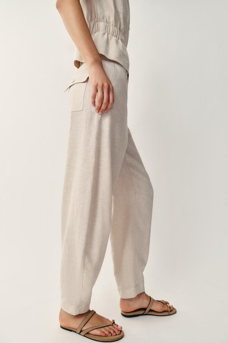 Pantalones rectos de mezcla de lino 4