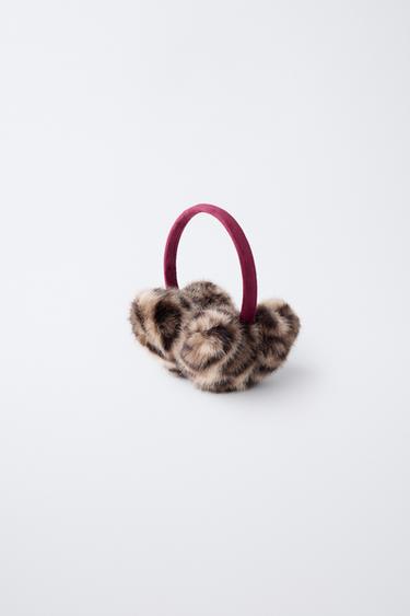 ANIMAL PRINT FAUX FUR EARMUFFS - Brown by Zara