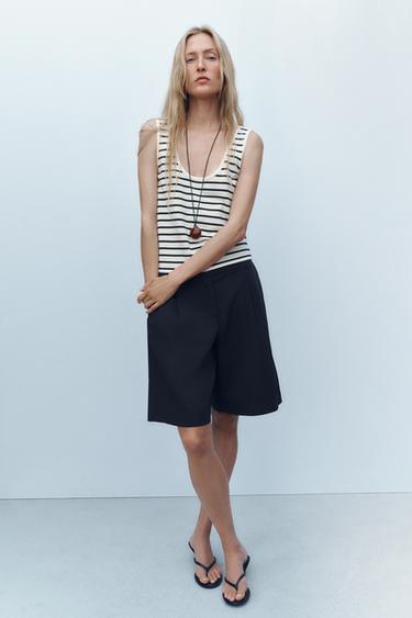 Zara STRIPED KNIT TOP - striped