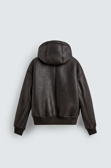 BLOUSON EN MATIÈRE SYNTHÉTIQUE DOUBLE FACE - Marron de Zara - Image 7