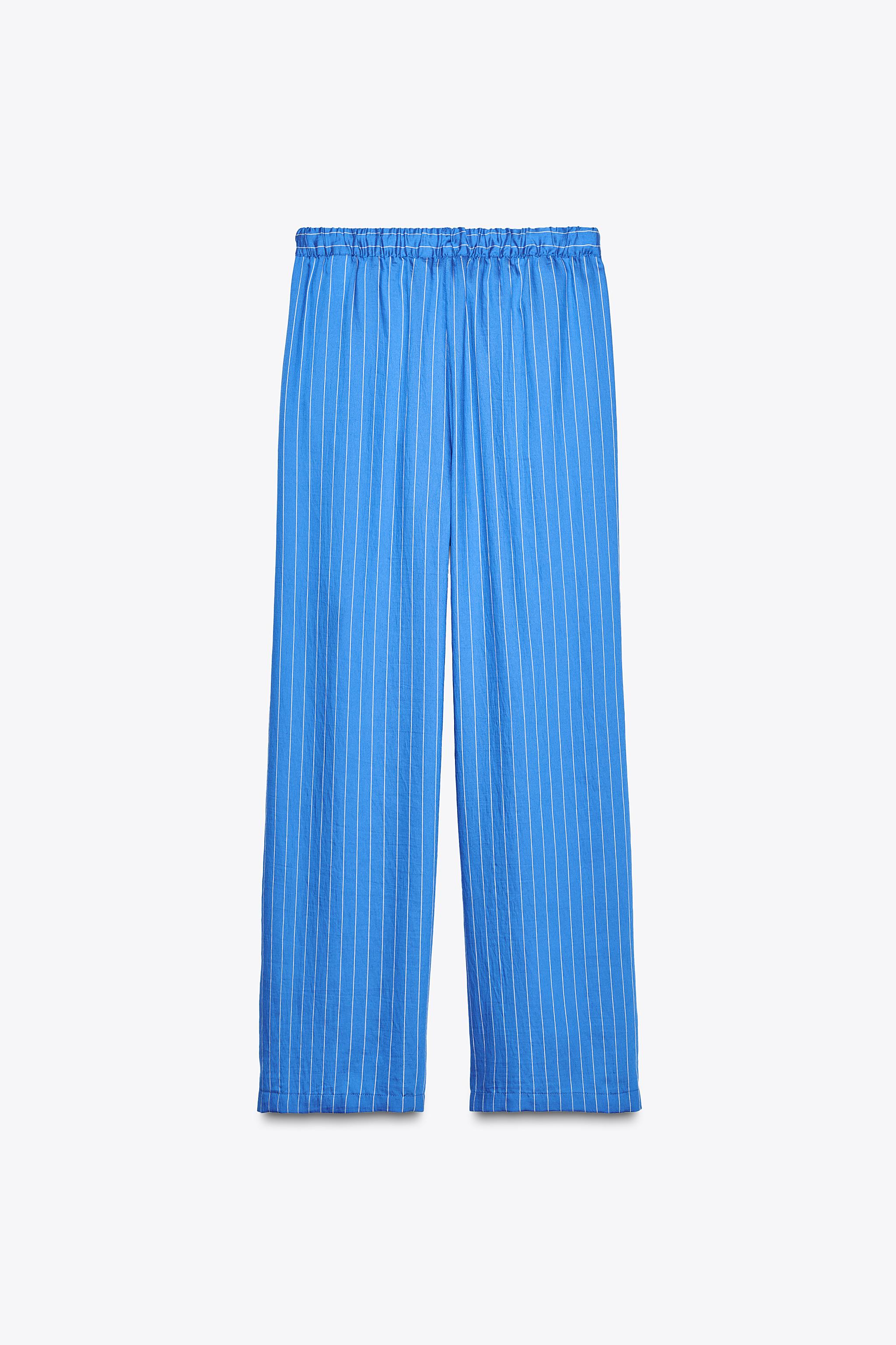【ZARA】ZW COLLECTIONストライプ柄パジャマパンツ|7563/050/044 ZW COLLECTION ストライプ柄パジャマパンツ - ライトブラウン