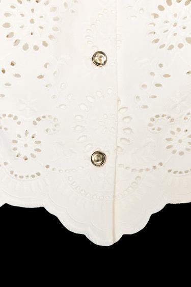 TOP WITH CUTWORK EMBROIDERY - White by Zara
