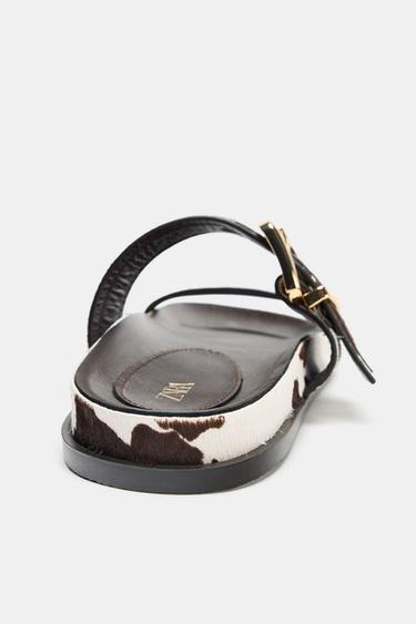 ANIMAL PRINT LEATHER SANDALS - Multicoloured by Zara - Image 4