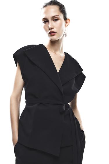 Zara BELTED VEST ZW COLLECTION - Black