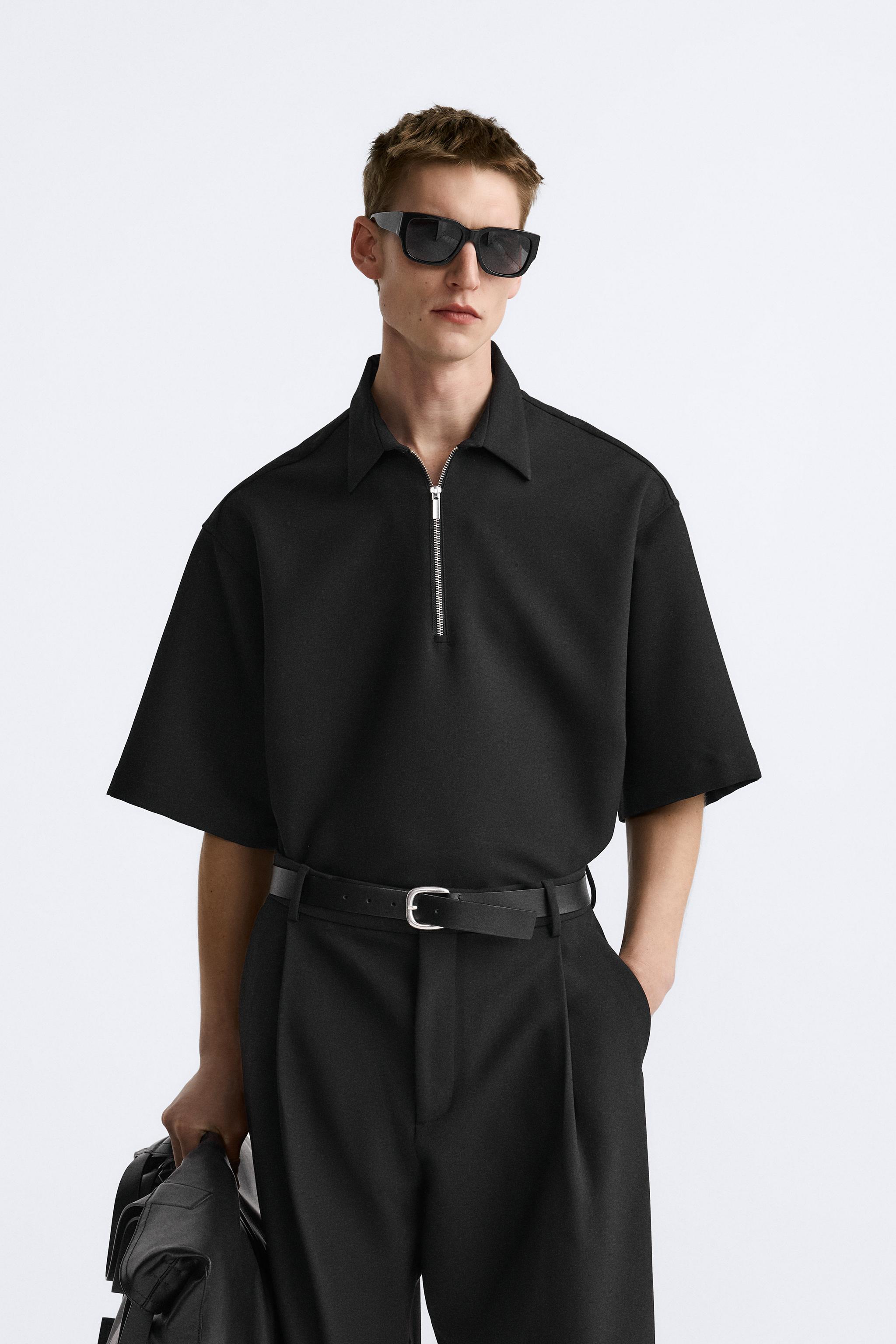 ジッパー ポロシャツ - ブラック | ZARA Japan / 日本