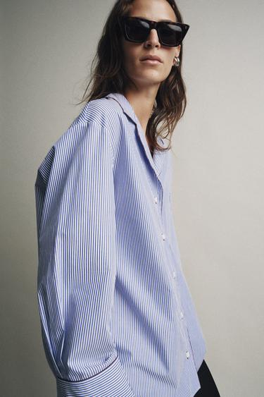 CHEMISE LISERÉS CONTRASTE ZW COLLECTION - Bleu / Blanc de Zara - Image 7