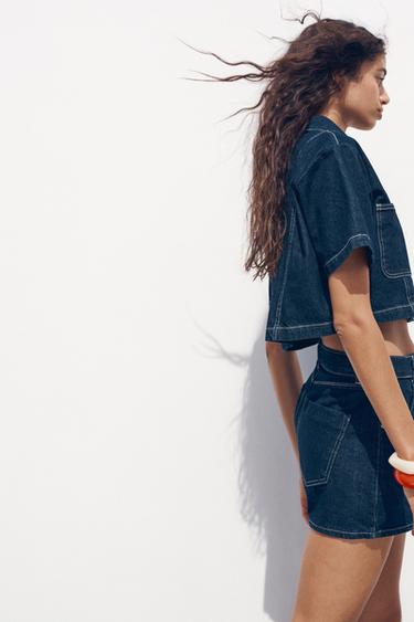 CHEMISE EN JEAN Z1975 COURTE - Bleu de Zara - Image 2