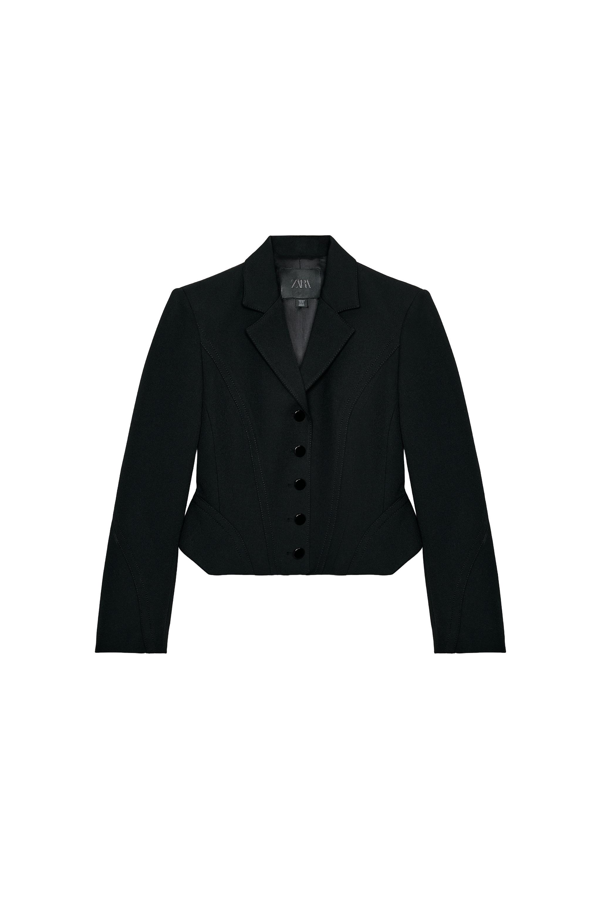 zara short blazer with contrast ties