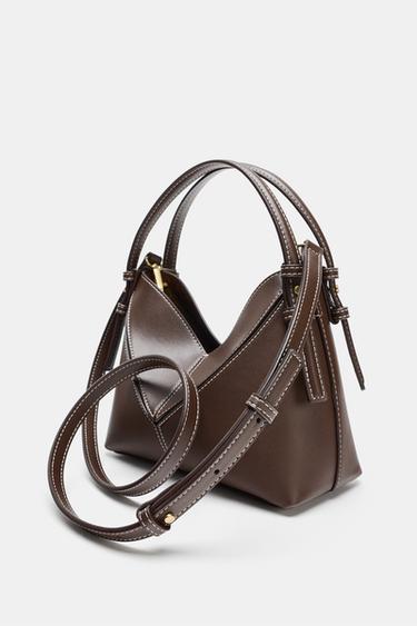 MINI BUCKET BAG WITH TOPSTITCHING - Chocolate by Zara