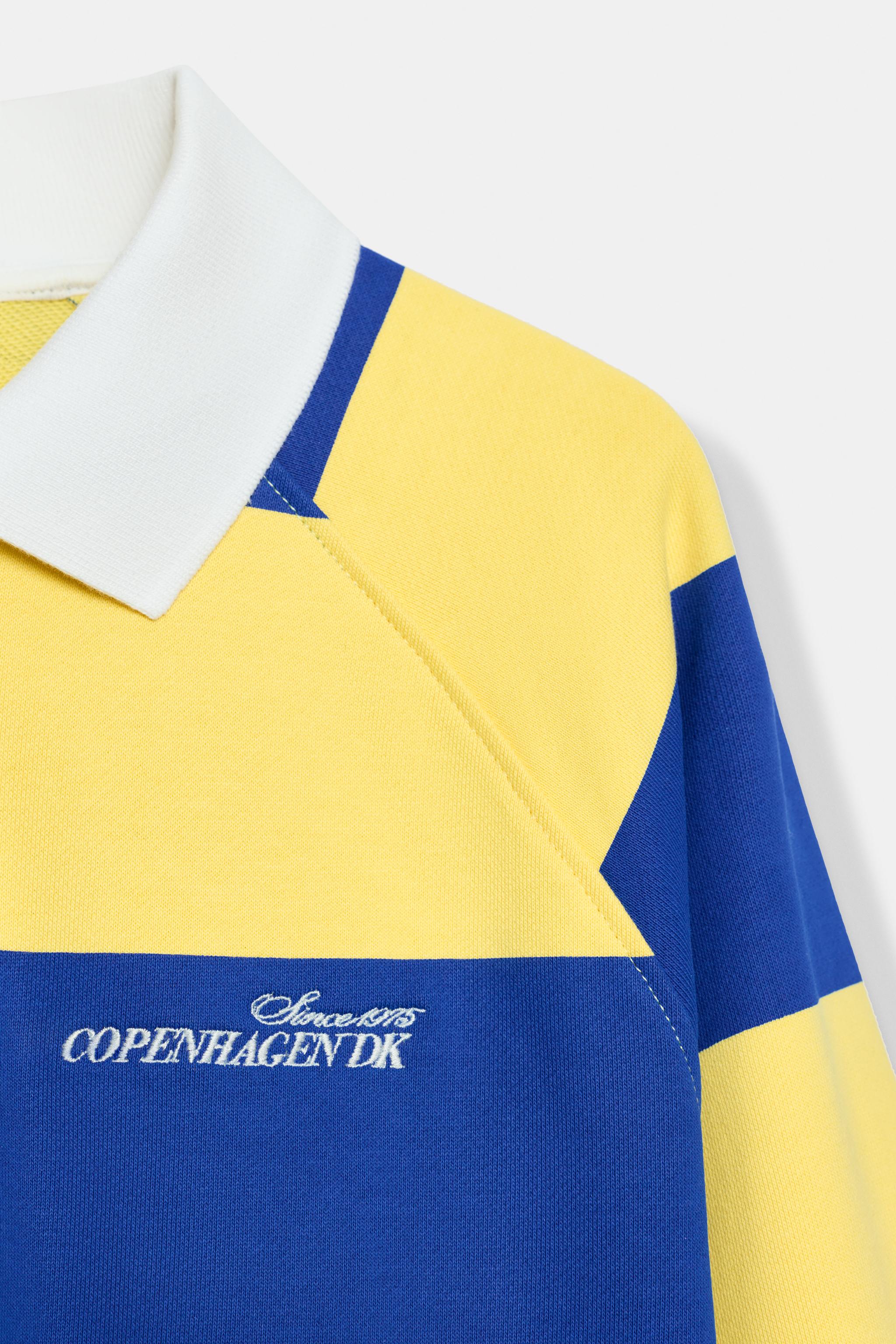 Zara NAKIŞLI ÇİZGİLİ POLO T-SHIRT görsel 8
