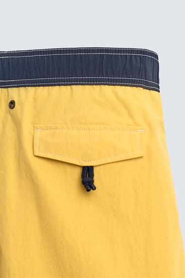 CONTRAST LONG SWIMMING TRUNKS - Light yellow by Zara - Image 8