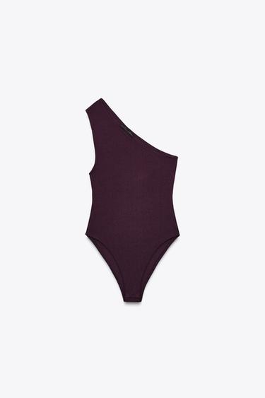 ASYMMETRIC BODYSUIT - Wine by Zara