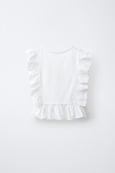 T-SHIRT BRODERIE SUISSE - Blanc de Zara - Image 1