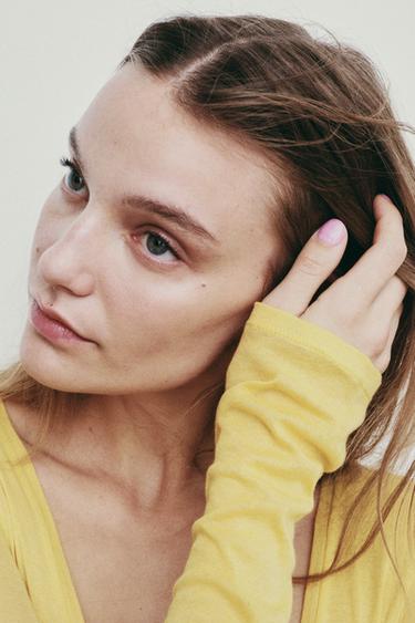 T-SHIRT SUPIMA® À MANCHES LONGUES - Jaune de Zara - Image 1