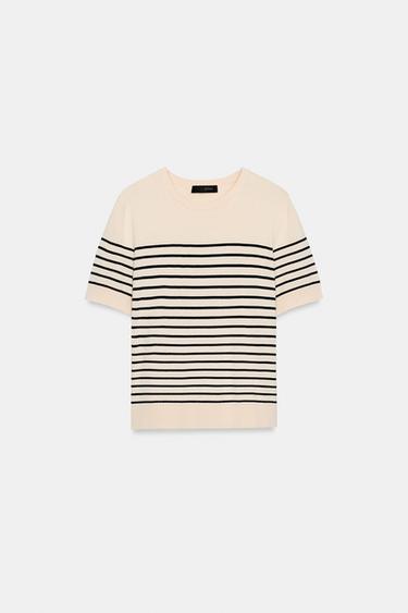 Zara 短袖條紋針織衫 - 條紋 - 圖片 0