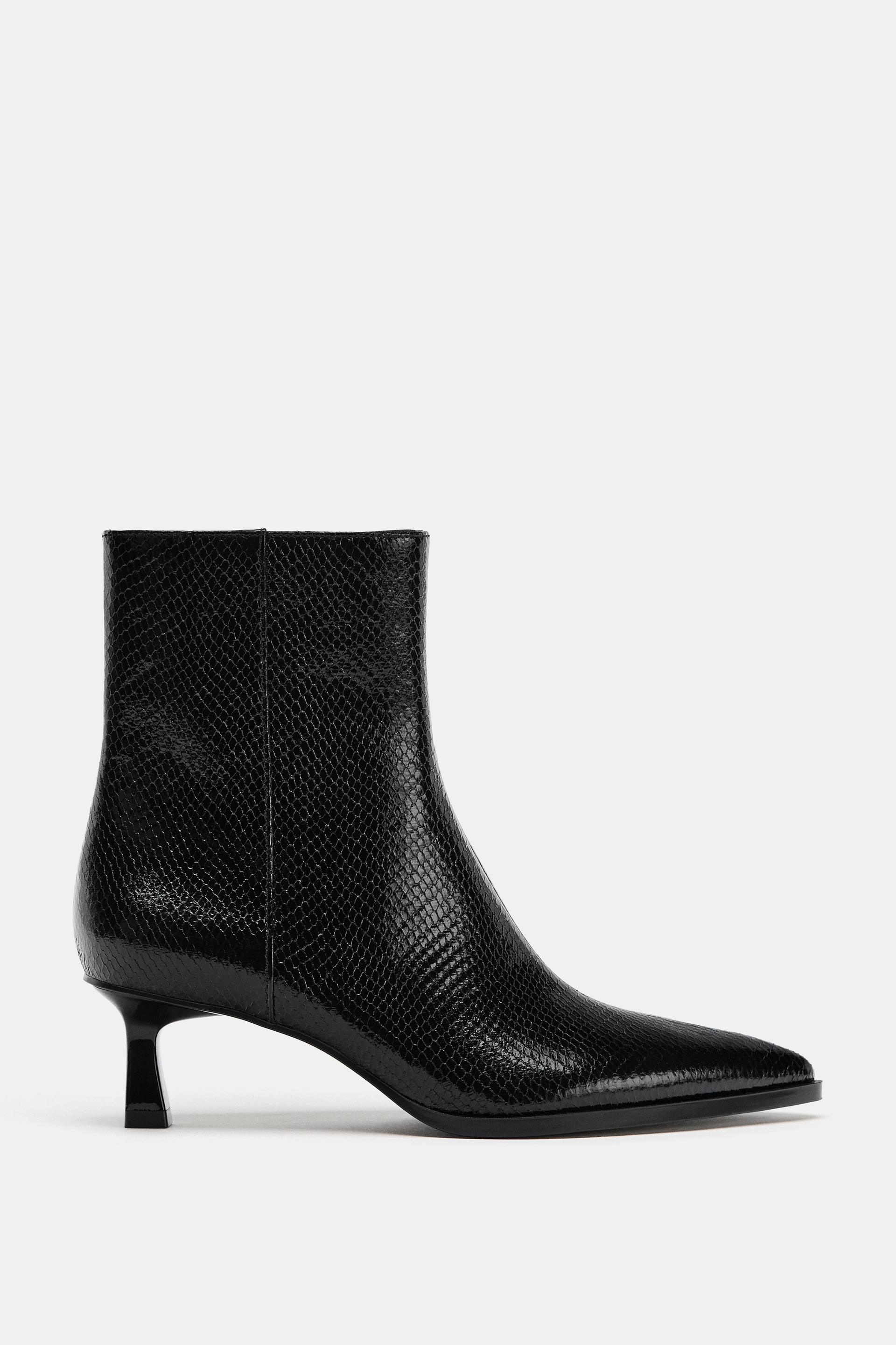Embossed Heeled Ankle Boots