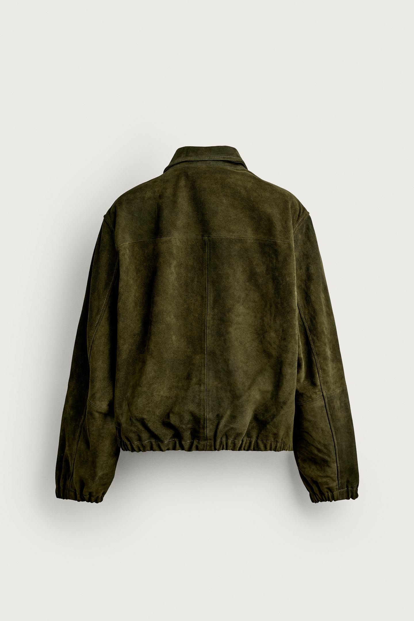 Мужская куртка Zara Regular Fit Suede, цвет: Зелёный — фото 8