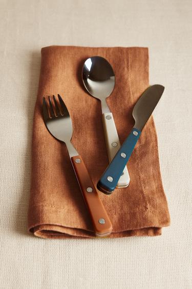 CHILDREN'S CUTLERY SET IN WARM COLOURS (SET OF 3) - Multicoloured by Zara