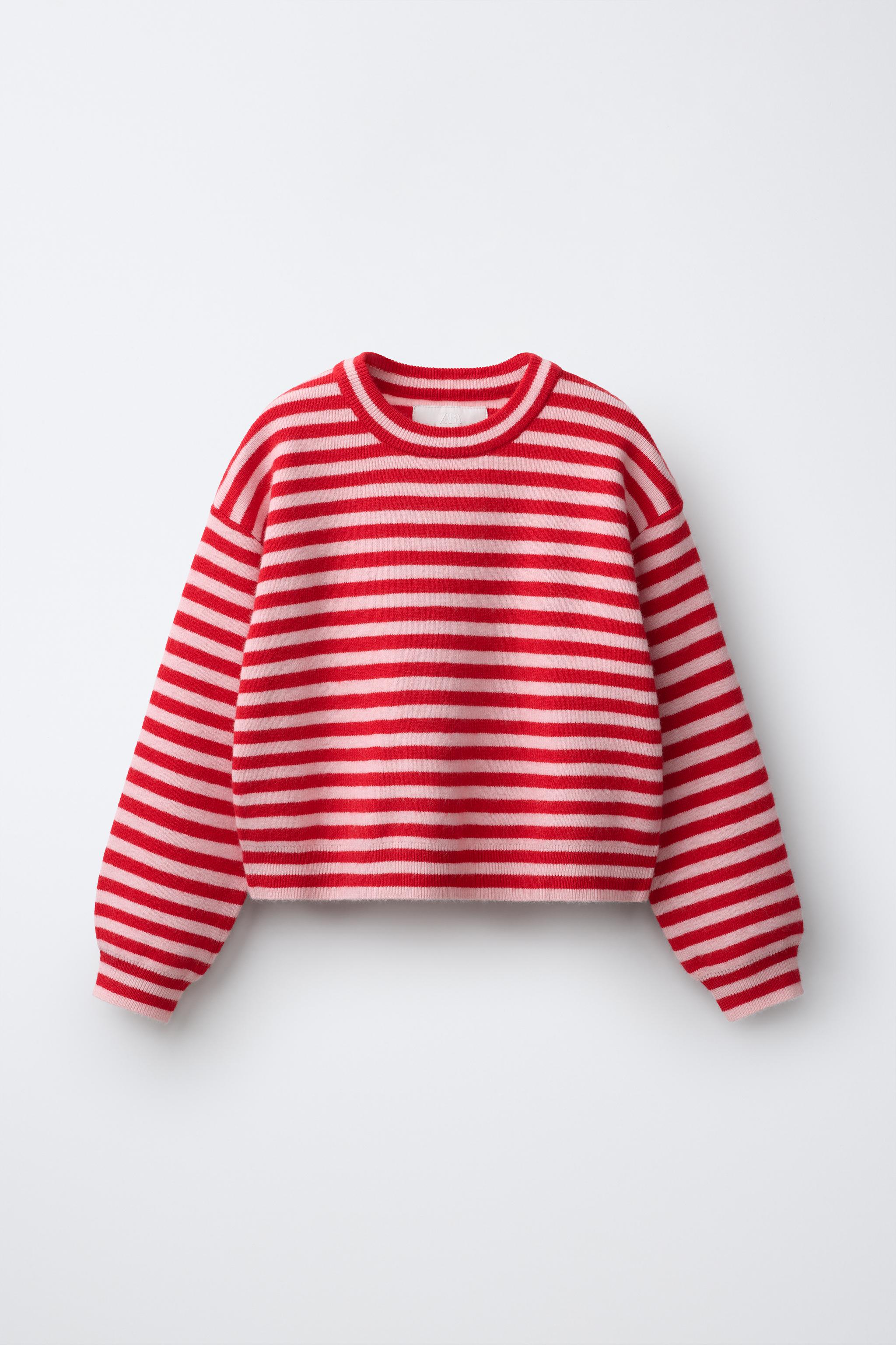STRIPED KNIT JUMPER — Red