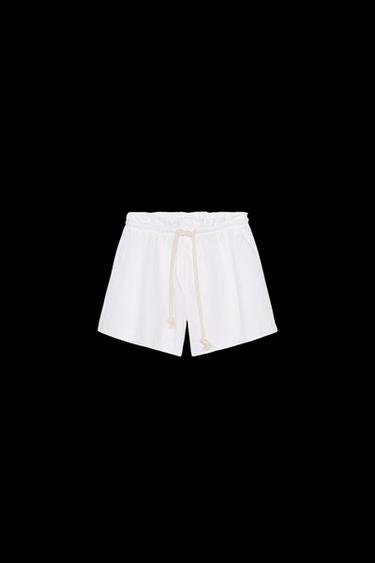 Zara LINEN BLEND SHORTS ZW COLLECTION - White - Image 0