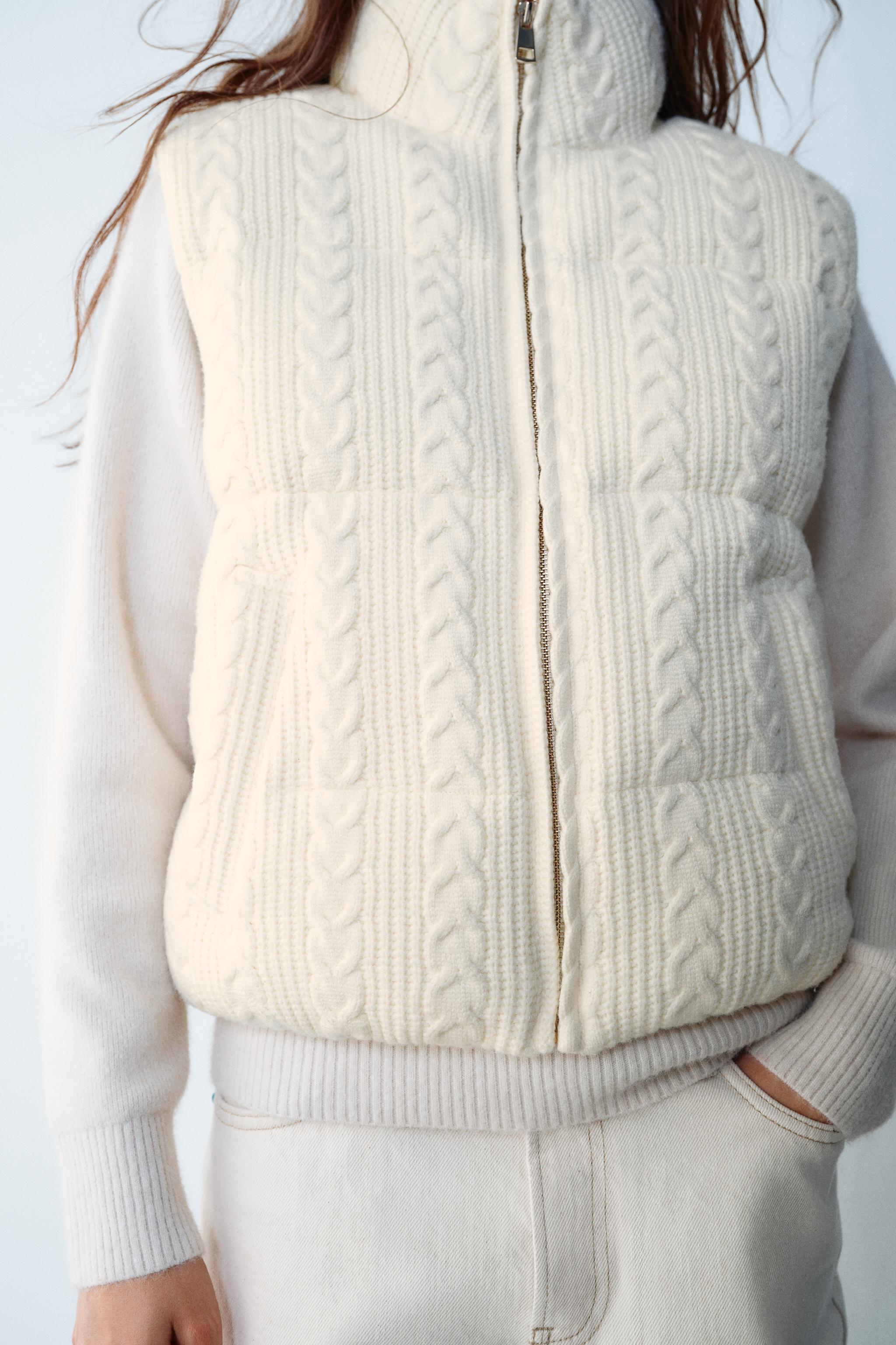 QUILTED CABLE-KNIT VEST