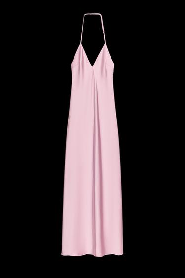 Zara SATIN MIDI DRESS - Pink / Mauve - Image 0