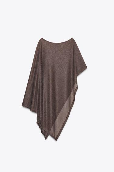 ASYMMETRIC METALLIC THREAD CAPE - Bronze by Zara