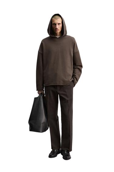 BLUZË HOODIE RELAXED FIT ME KAPUÇ - Kafe nga Zara