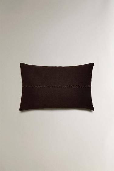 CAPA ALMOFADA STITCHING - Castanho-escuro da Zara