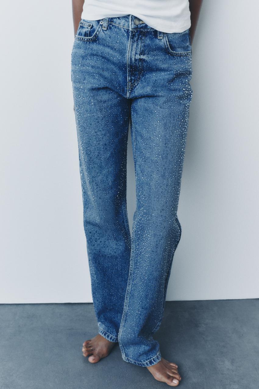 MID WAIST SHIMMER JEANS ZW COLLECTION - Blue | ZARA United States