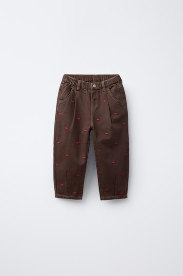HEART TWILL BALLOON TROUSERS - Brown by Zara
