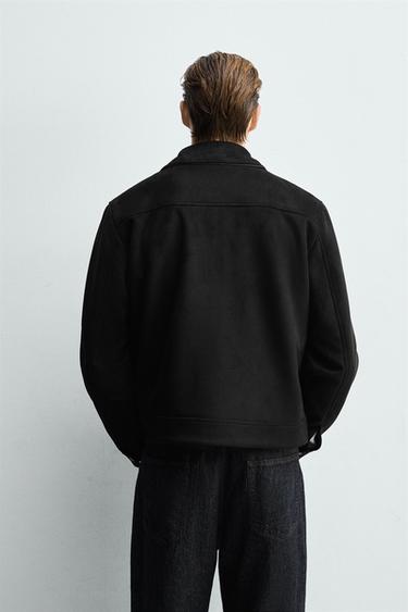 VESTE EFFET DAIM REGULAR FIT - Noir de Zara