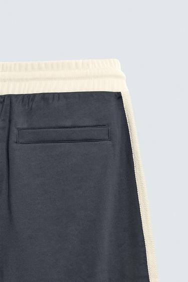 PANTALON DE JOGGING COUPE LARGE AVEC BANDES - Bleu de Zara - Image 9