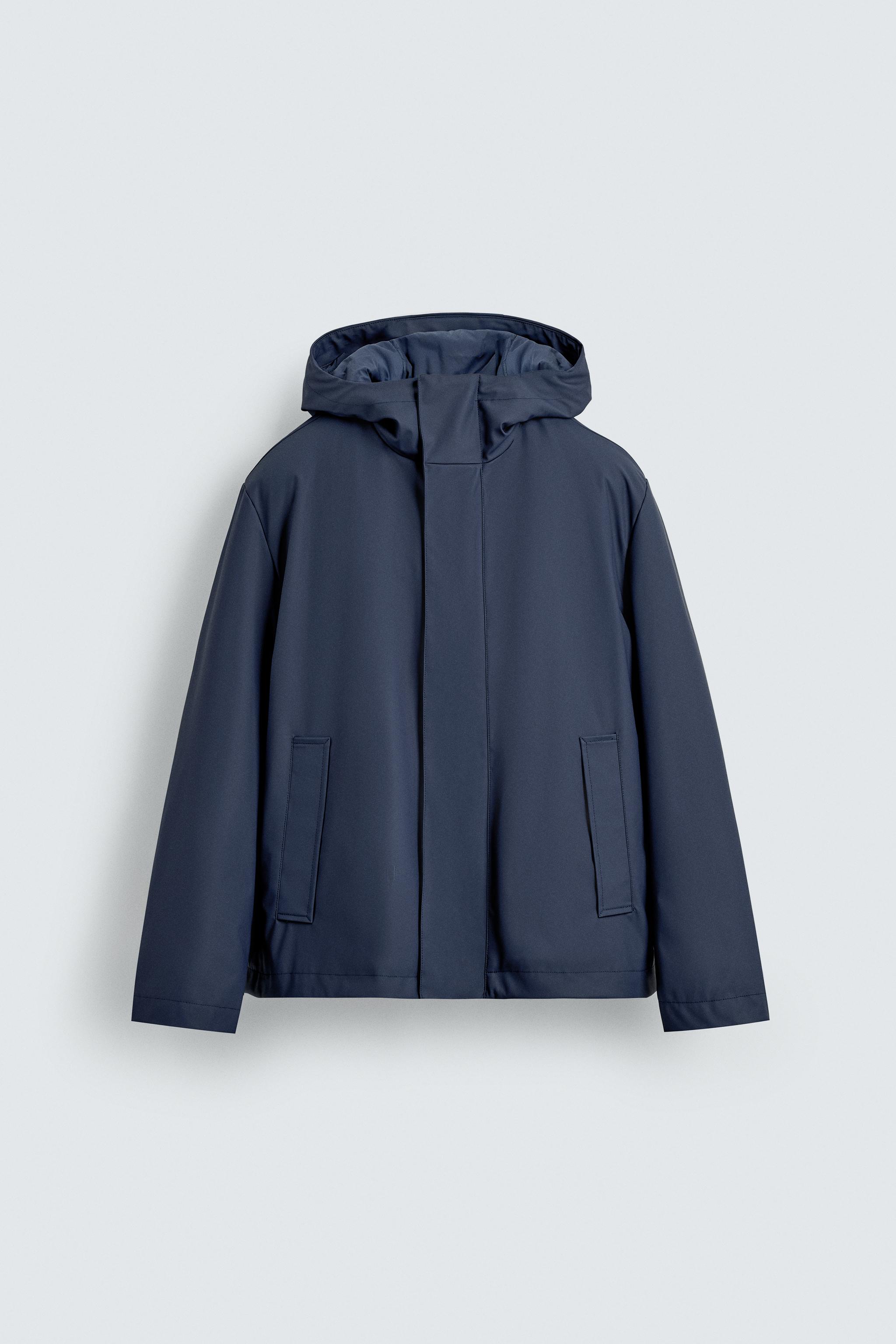 新品☆ZARA ザラ ジップ付きコート L Blue ZARA】オーバーサイズ ウール混紡マンテコ コート 2223/806