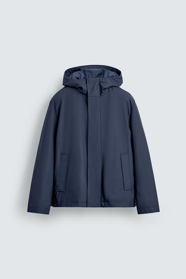 RUBBERISED EFFECT PARKA WITH HOODIE - Ink blue by Zara