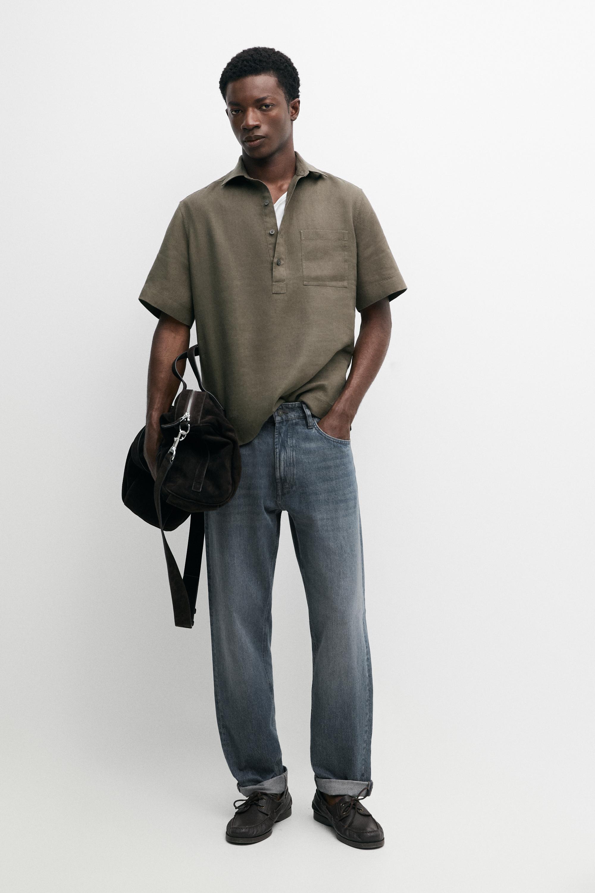 100% linen regular fit polo shirt