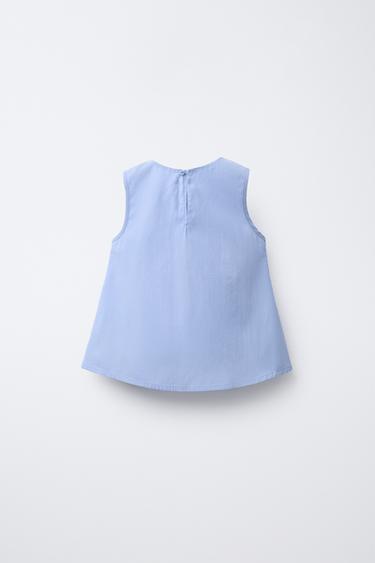 BLOUSE PLISÉE À FLEURS - Bleu de Zara - Image 1