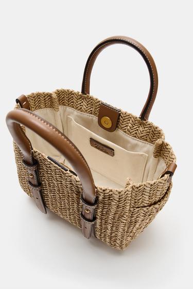 SAC À MAIN TRESSÉ - Beige clair de Zara - Image 5
