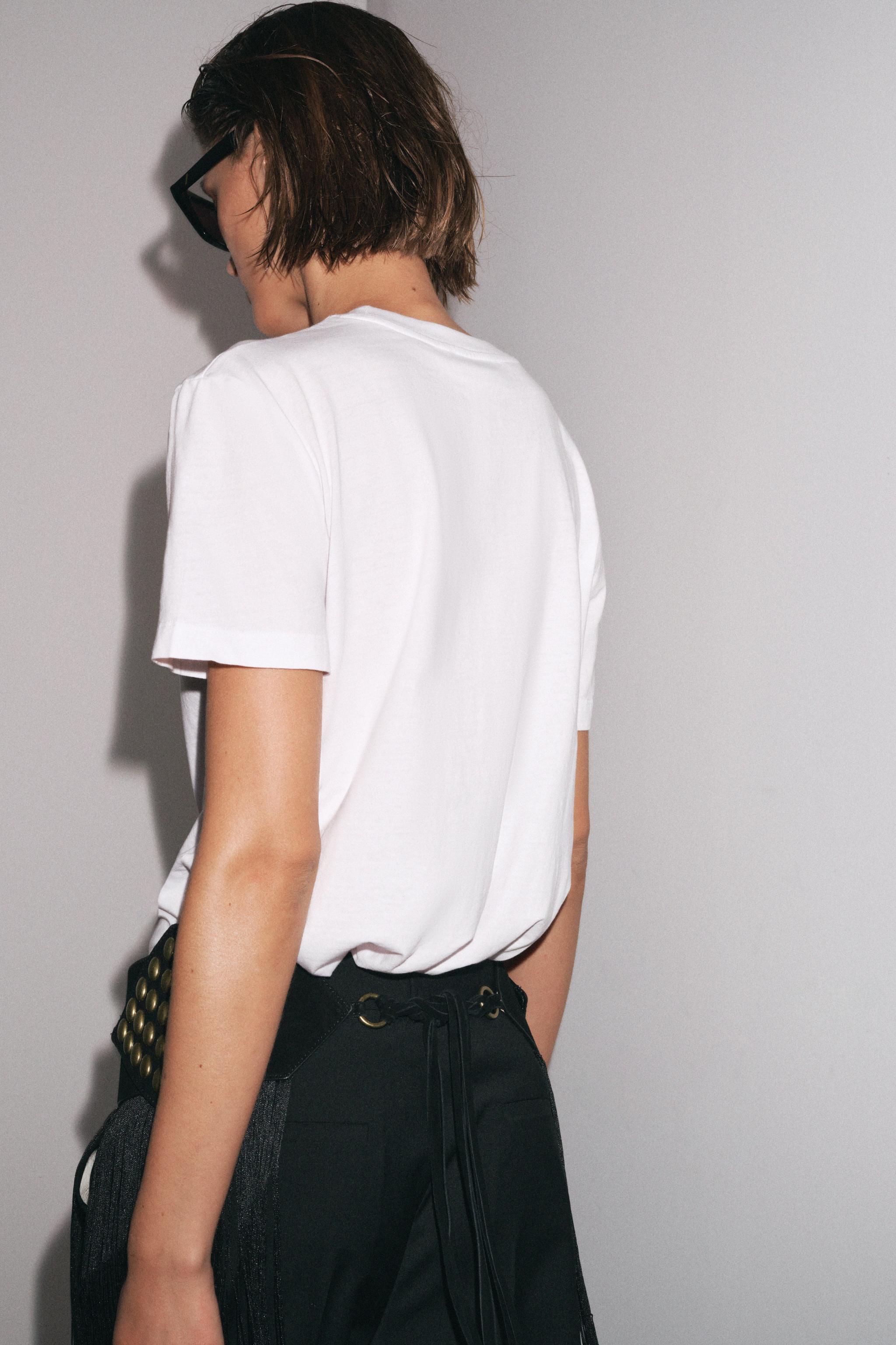 Tシャツ・カットソー COTTON T-SHIRT WITH LACE DETAILS セール】Relaxed Lace T-Shirt - リラックスレースTシャツ（T