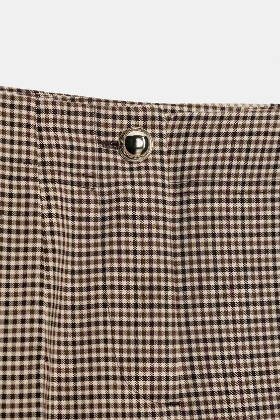 HIGH-WAIST CROPPED TROUSERS - Brown / Ecru by Zara - Image 8