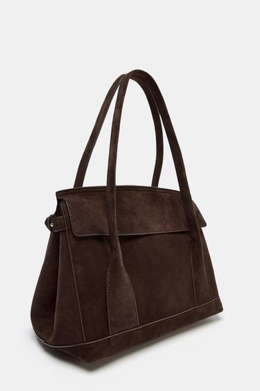 SAC CITYBAG EN CUIR DAIM - Marron de Zara - Image 3