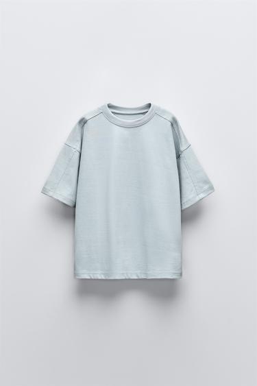 Zara PLAIN HEAVYWEIGHT T-SHIRT - Ice - Image 0