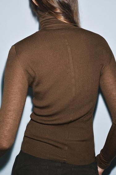 WOOL KNIT HIGH NECK JUMPER - Khaki by Zara - Image 4
