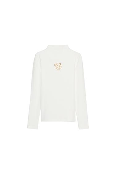CAMISETA BROCHE CUELLO PERKINS - Blanco roto de Zara