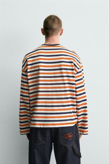 STRIPED JACQUARD PATCH T-SHIRT - striped by Zara - Image 2