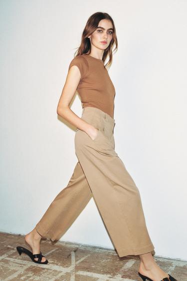 LOOSE BARREL TROUSERS - Light khaki by Zara - Image 4