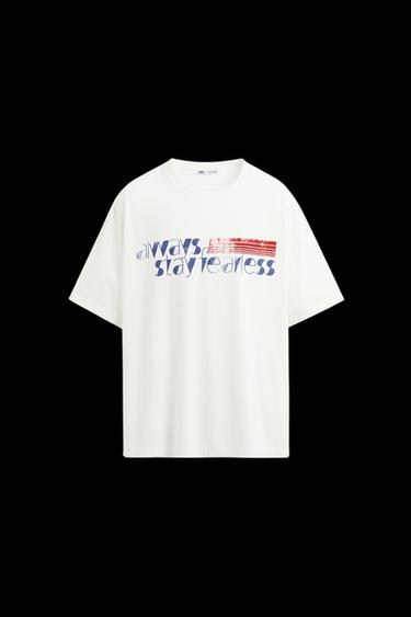 CAMISETA TEXTO ESTAMPADO - Blanco de Zara - Imagen 0
