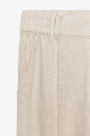 PANTALON DE JOGGING AVEC LIN - Sable de Zara - Image 6